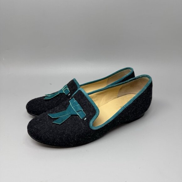 Cole Haan Sabrina Wool Charcoal Gray Teal Loafers Slip On Flats Women’s Sz 6B - Picture 3 of 10